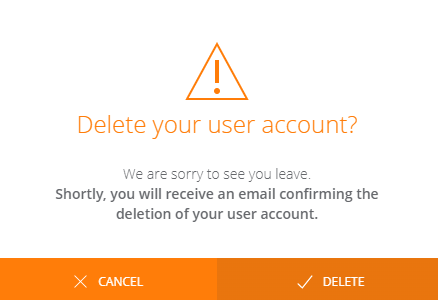 Delete a user account window for CELUM Cloud Account